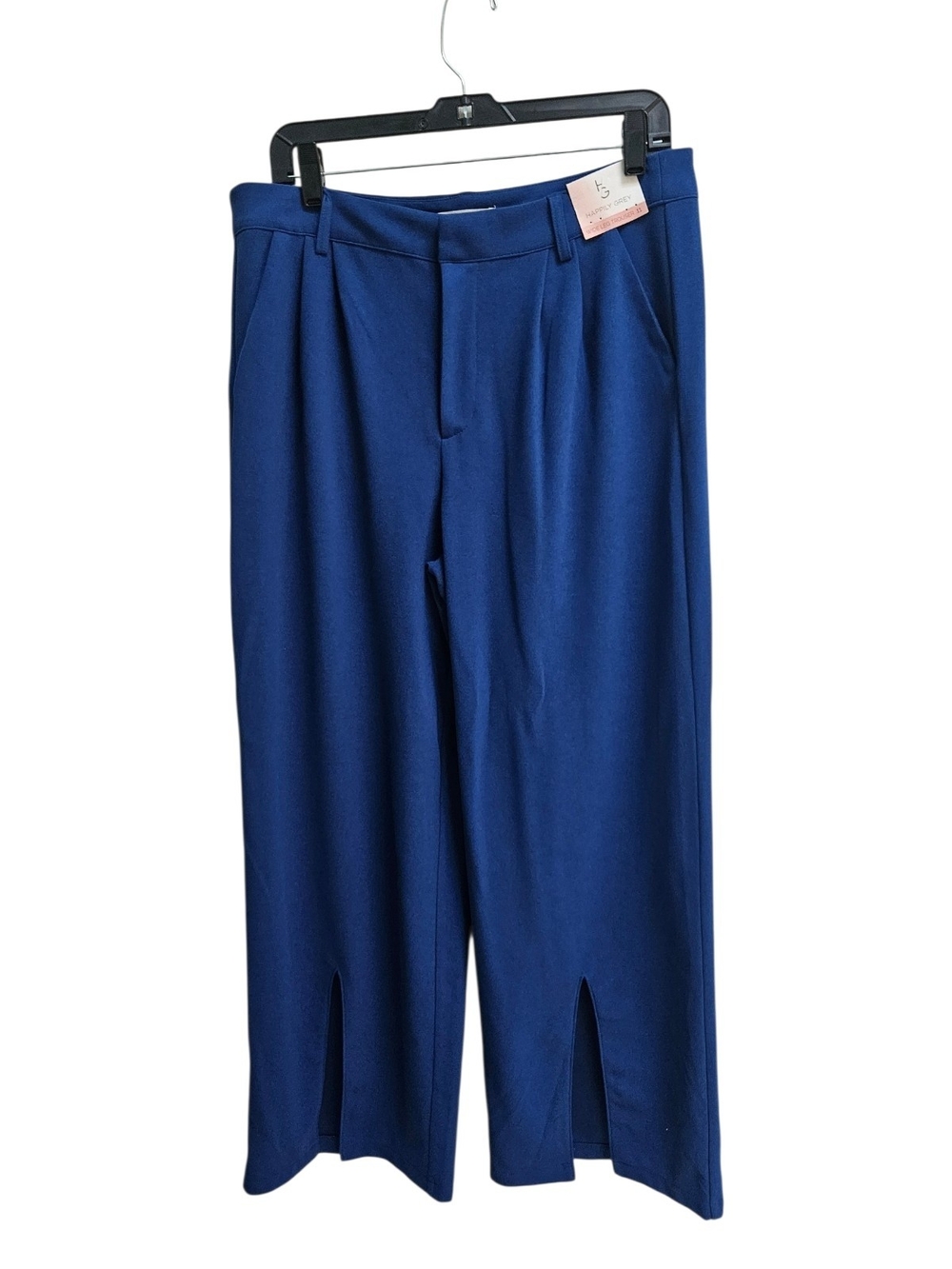 Happily Grey Women's Split-Hem Trousers in Blue - Classic Tailored Style Size 11